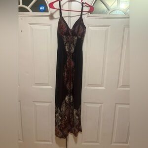 Snap Black Maxi Dress with Multicolor Paisley Accents